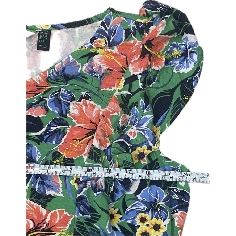 C. Wonder Tropical Floral Midi Dress LP Cottagecore Summer Ruffle V-Neck - Picture 4 of 13